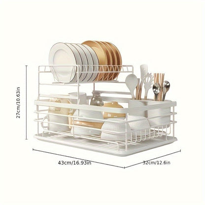 1 piece kitchen utensil drain rack countertop organizer double dish rack metal storage rack