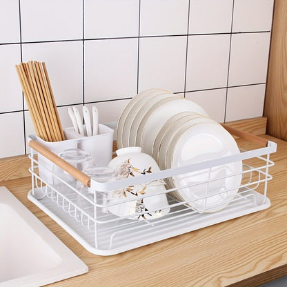 1 piece kitchen utensil drain rack countertop organizer double dish rack metal storage rack