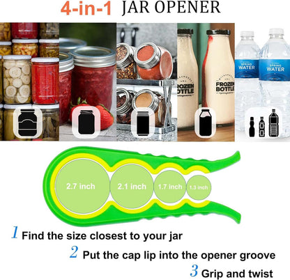 4 In 1 Can Opener, Multifunctional Jar Opener, Bottle Opener, Non-Slip Jar Bottle Opener (Random Color )