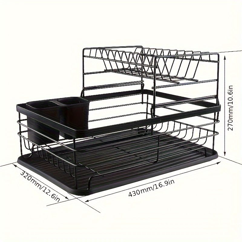 1 piece kitchen utensil drain rack countertop organizer double dish rack metal storage rack