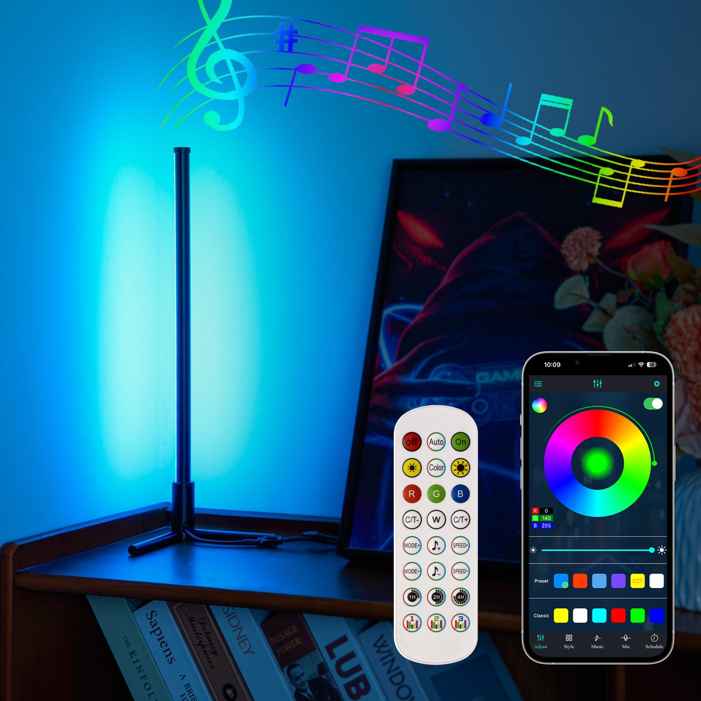 EP Light Smart RGBCW Table Lamp, Music Sync Corner Lights App control, Game Room lighting