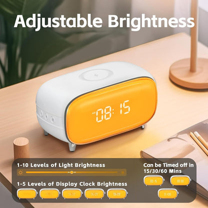 wireless charging Bluetooth wake-up light bedside desk preferred with clock display and light 15W