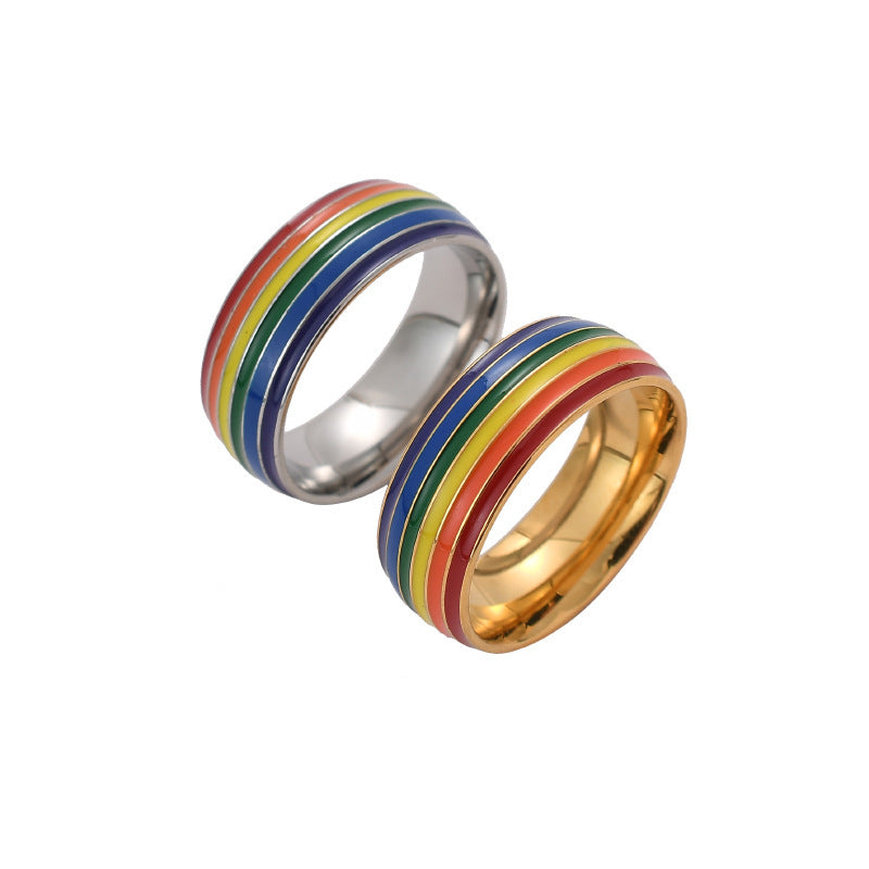 Same Sex Rainbow Ring 18K Gold Plated Cheerleader Ring