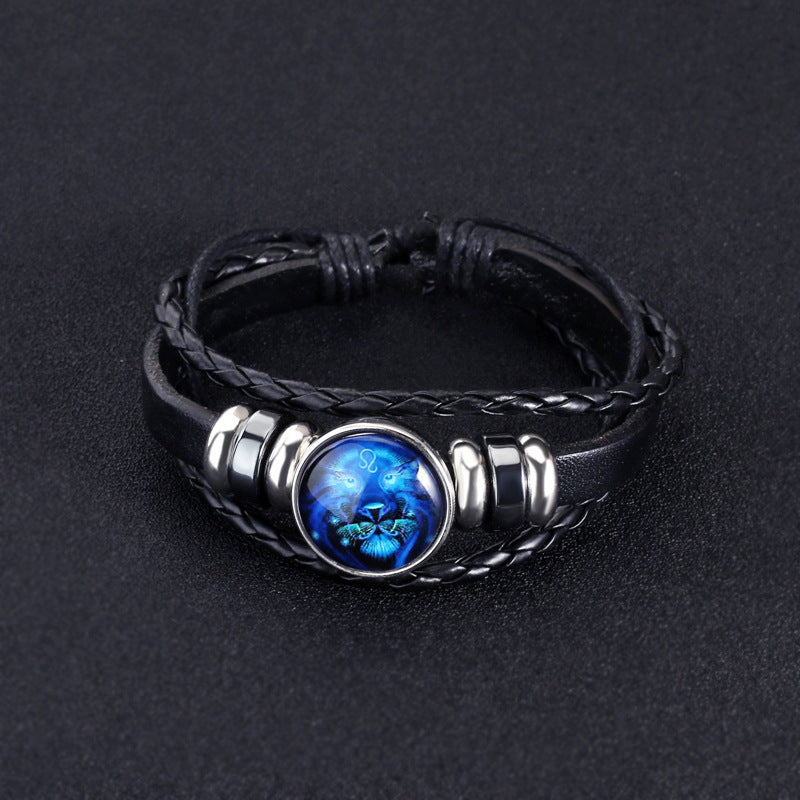 12 Constellations Luminous Bracelet Fashion Nightlight Punk Style Starry Sky Bracelet For Men  Women Children