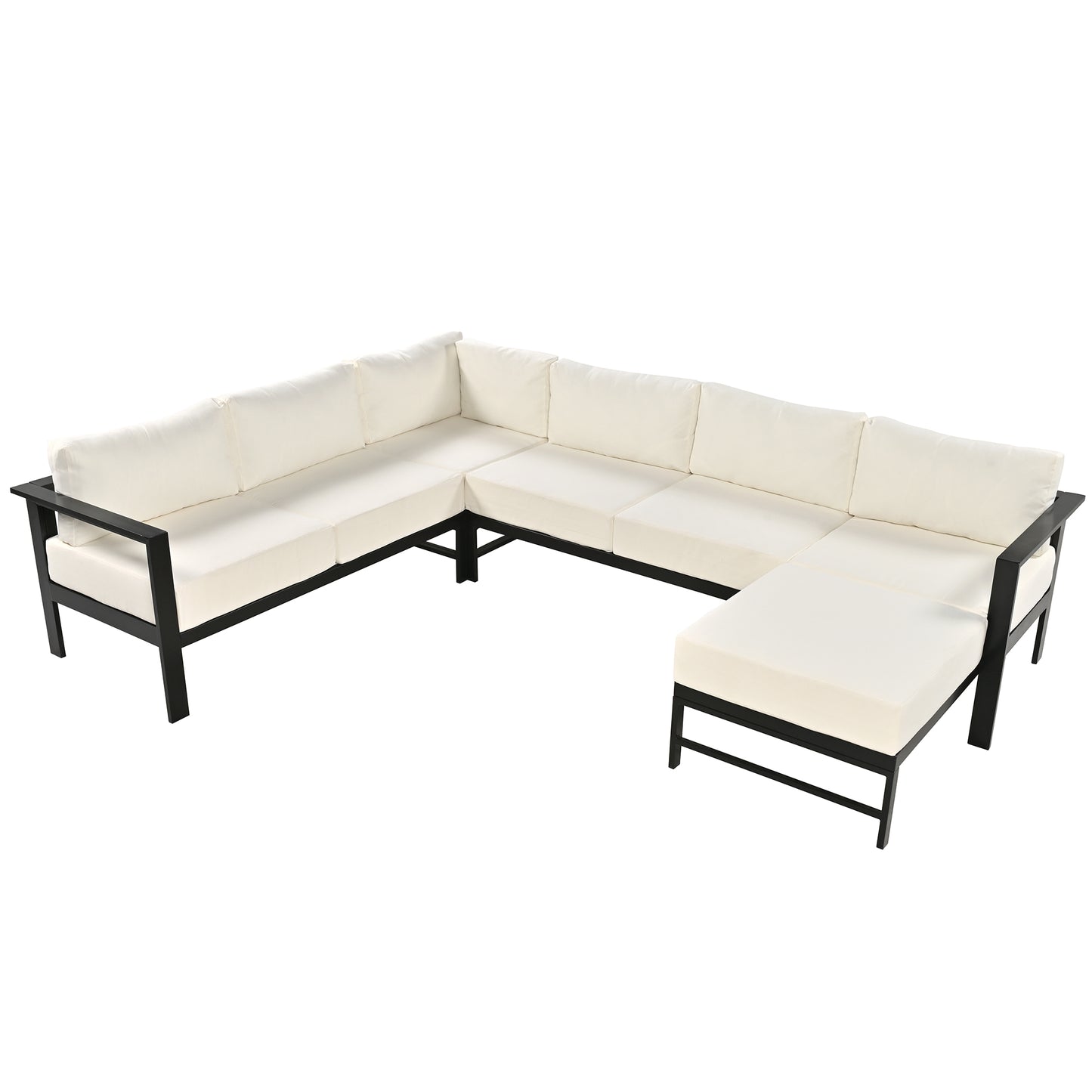 U-shaped multi-person outdoor sofa set, suitable for gardens, backyards, and balconies.