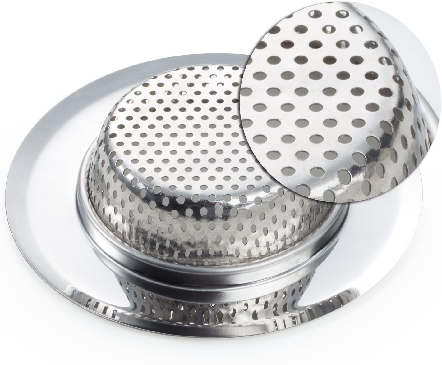 Kitchen Sink Strainer - Kitchen Sink Drain Strainer Stainless Steel, Large Wide Rim 4.45&quot; Diameter