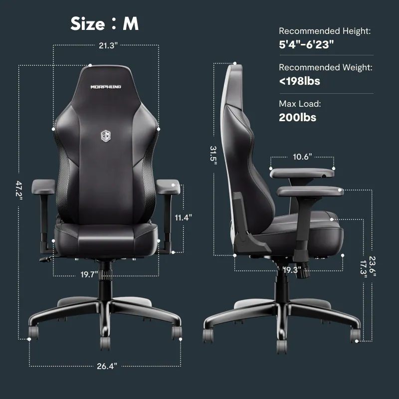 Gaming Chair with Dynamic Lumbar Support and Thicken Seat, Height Adjustable Game Chair with 360°-