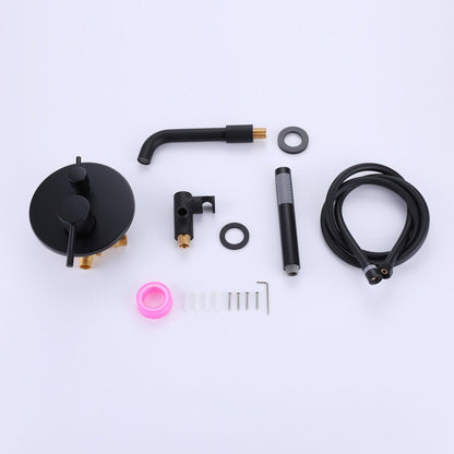 2-Handle Tub Spot Wall Mount Rain Mixer Shower Faucet Tub and Shower Faucet with Hand Shower in Black Valve Included