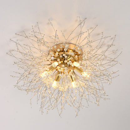 Crystal Flush Mount Ceiling Light, Modern Sputnik Firework Close to Ceiling Lamp