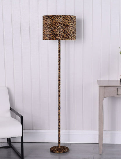 Faux Suede Leopard Print Floor Lamp