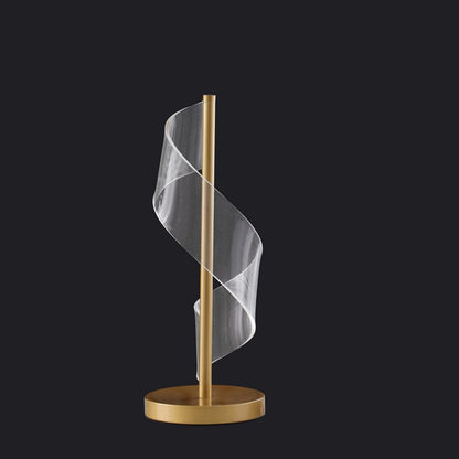 Dinamo Modern Wave Swirl Acrylic Led Brushed Gold Table Lamp