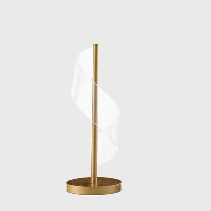 Dinamo Modern Wave Swirl Acrylic Led Brushed Gold Table Lamp