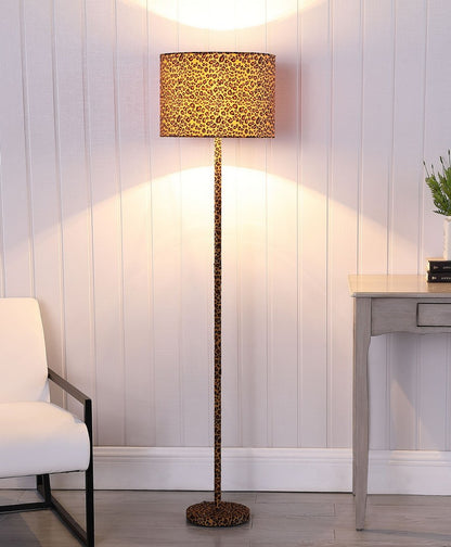 Faux Suede Leopard Print Floor Lamp