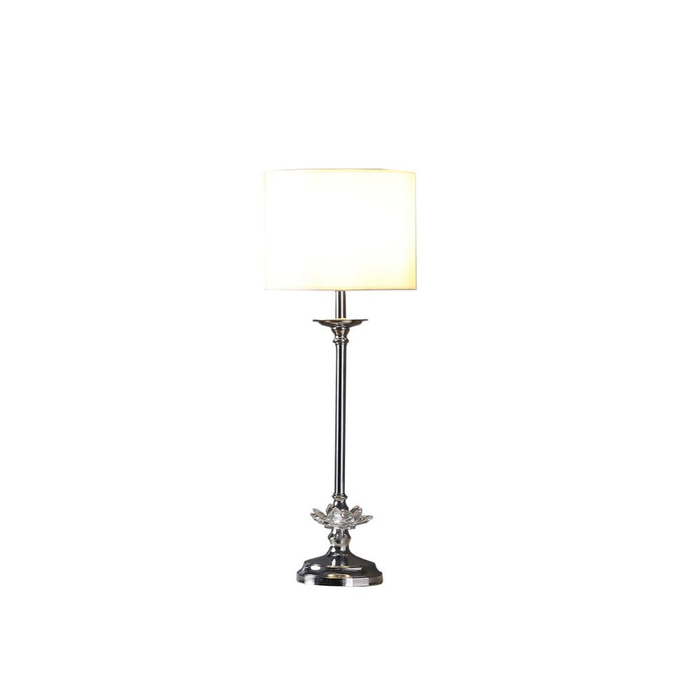 Buffet Crystal Floral Chrome Metal Table Lamp