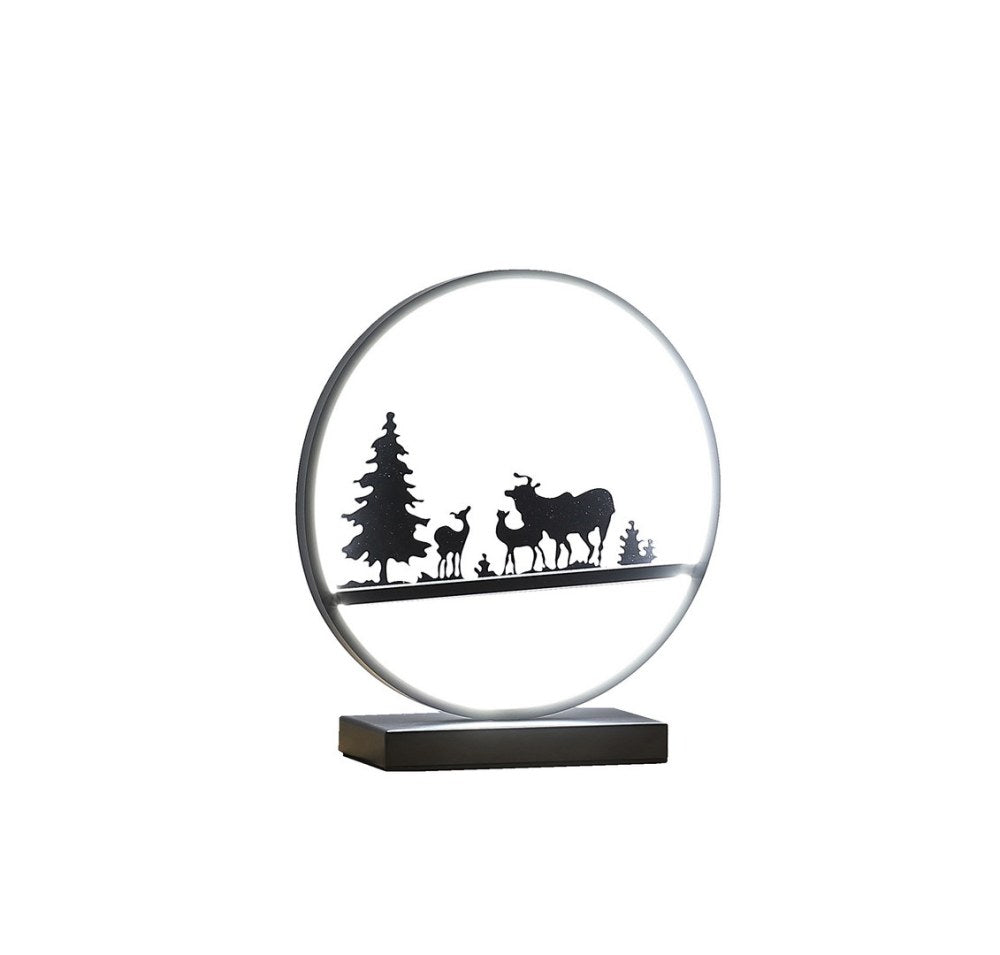 Deer Family Led Black Table Lamp