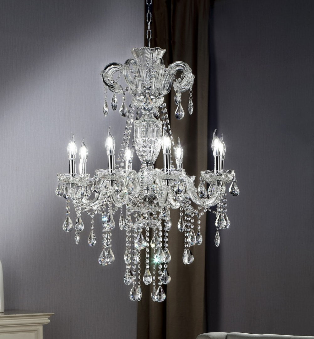 Eilish Silver Crystal 8-Led Light Chandelier