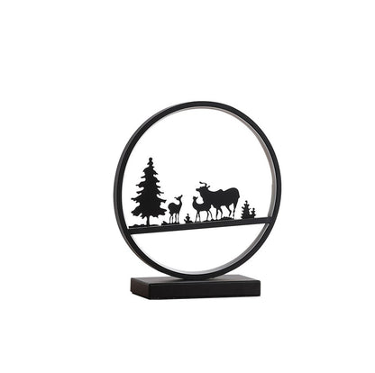 Deer Family Led Black Table Lamp