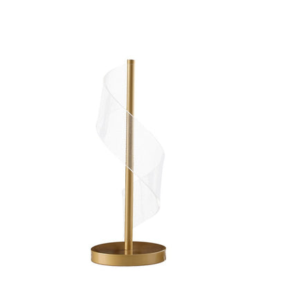 Dinamo Modern Wave Swirl Acrylic Led Brushed Gold Table Lamp