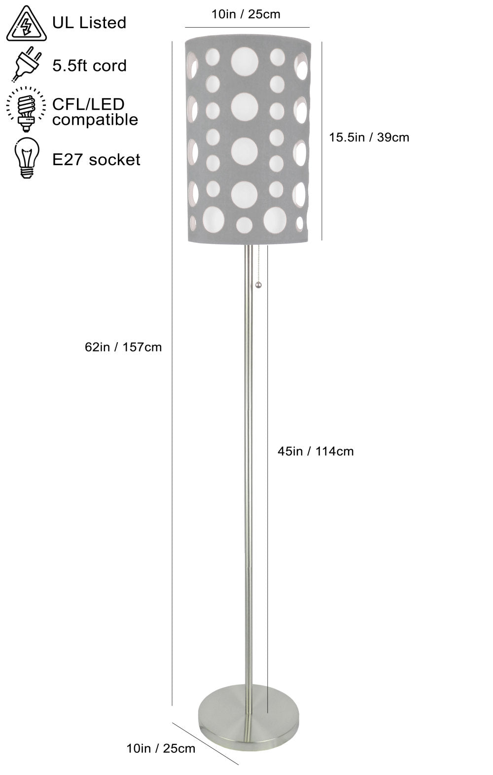 GREY/WHITE RETRO FLOOR LAMP