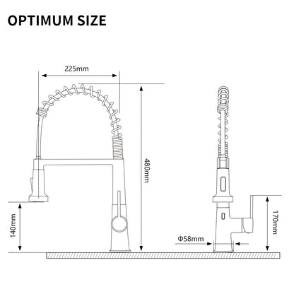 Faucet for Kitchen Sink, Brushed Nickel Kitchen Faucet with Pull Down Sprayer,  Modern Commercial Spring Pull-Out Kitchen Sink Faucet