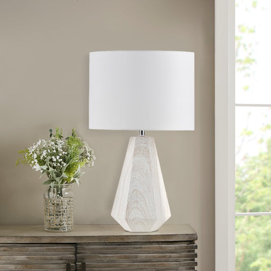 23&quot; Resin Table Lamp with Faux Wood Texture