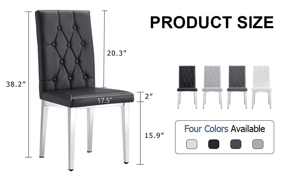 4-piece dining chair set, modern style kitchen soft cushion high backrest, with embedded buttons,  metal leg office chair, suitable for restaurants, offices, and restaurants.