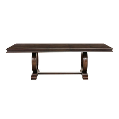 Modern Traditional 1pc Dining Table with Self Storing Extension Leaf Dark Cherry Finish Ring Shape Base Dining Furniture