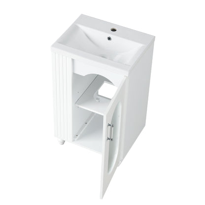 20&quot; Bathroom Vanity with Sink, Bathroom Vanity Cabinet with Two-tier Shelf, Adjustable Shelf, Solid Wood and MDF, White