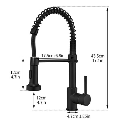 Commercial Black Kitchen Faucet with Pull Down Sprayer, Single Handle Single Lever Kitchen Sink Faucet