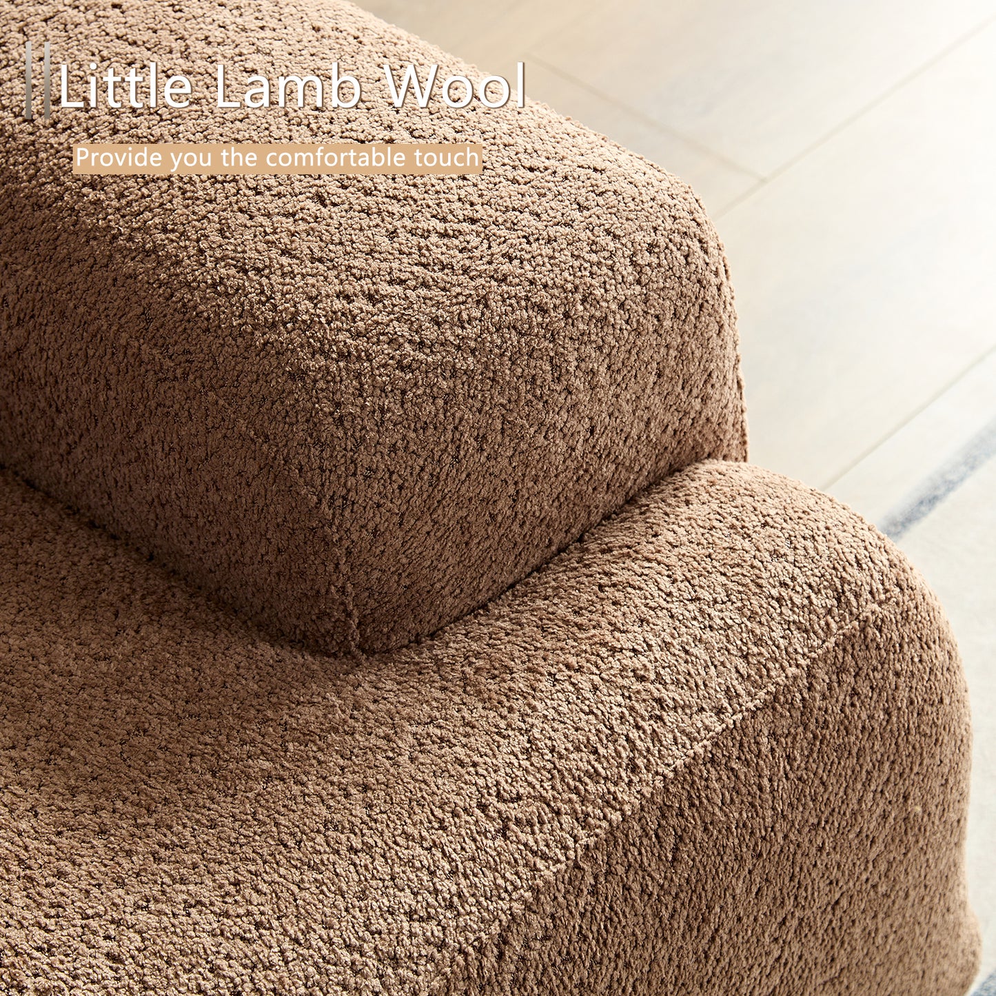 WKS9 Camel sofa, modern simplicity, durable fabric, solid wood frame, high density sponge filler