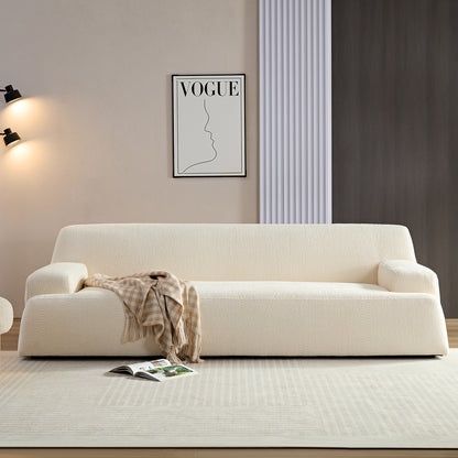 White sectional sofa with removable pillows, durable fabric, solid wood frame, high density sponge filler