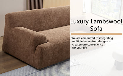 WKS9 Camel sofa, modern simplicity, durable fabric, solid wood frame, high density sponge filler