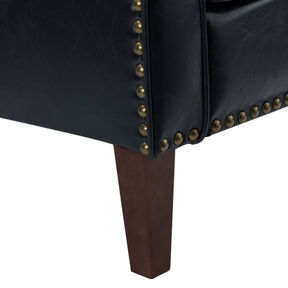 Moirai Vegan Leather Armchair-NAVY