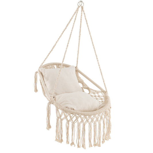 Hanging Hammock Chair with Soft Seat Cushions and Sturdy Rope Chain