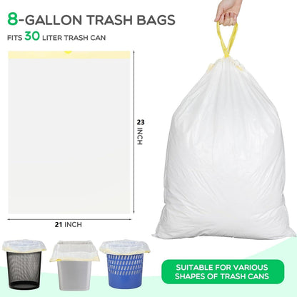 Extra Strong Kitchen Trash Bags, Kitchen Drawstring Trash Bags, Lavender Scent, Lemon Scent, Disposable Bin Bag, Drawstring Thickened Garbage Bin Bags, 8 Gallon, 90 Count Plastic Pack