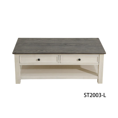 Dark Grey MDF Top and White Oak Drawer Living Room Storage Table