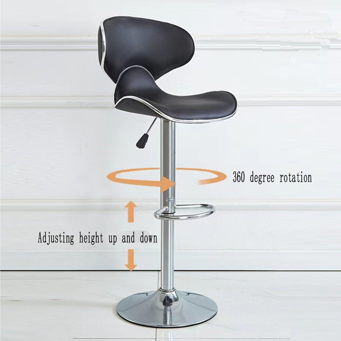 Set of 2  Stools，Height Adjustable bar Chair with 360 Degree Option，PU Leather Material,