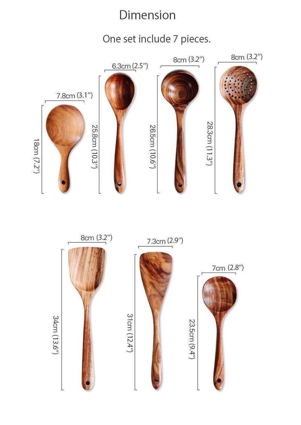 Classic Seven-Piece Wooden Kitchen Utensil Set