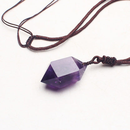 Natural Amethyst Hexagonal Pendant