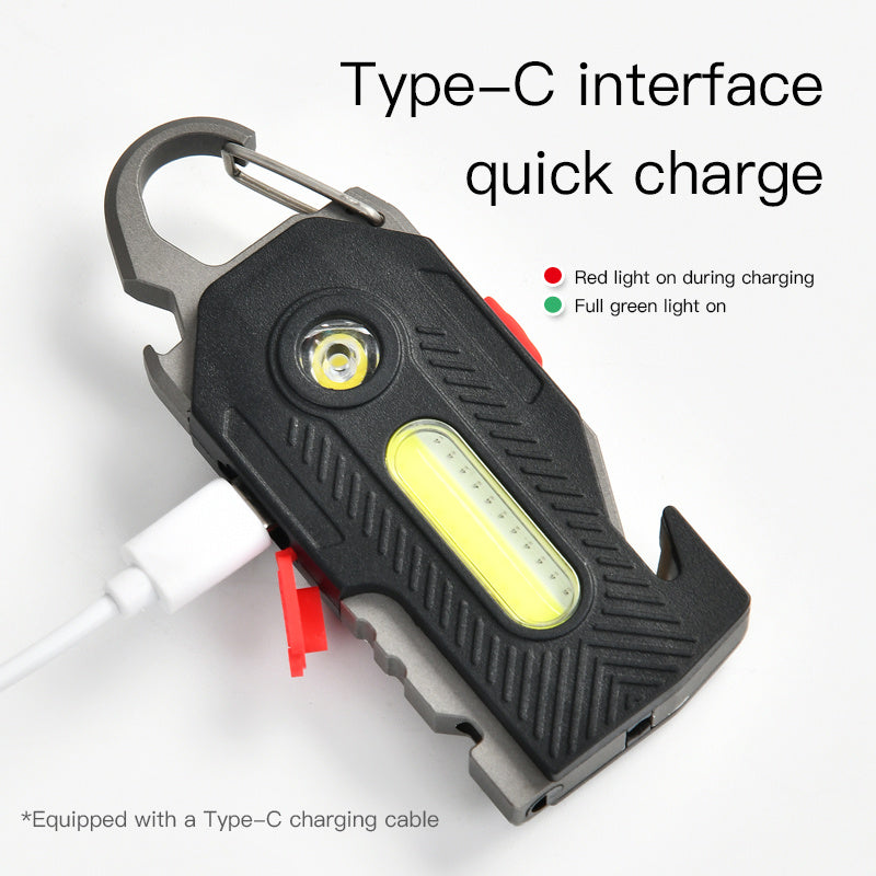 Multifunctional Charging Emergency Light Convenient Keychain Work Light COB High Brightness Maintenance Light Outdoor Camping LED Light