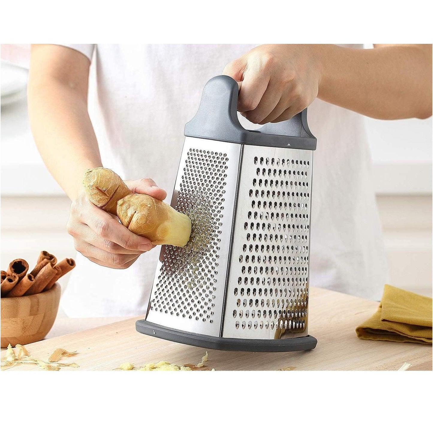 Stainless Steel Cheese Grater 9in 4 Sides, Perfect Grater for Parmesan Cheese. Vegetables, Ginger- Dishwasher Safe, Durable (Random Color)