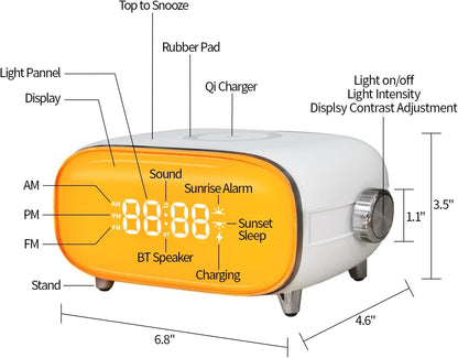 wireless charging Bluetooth wake-up light bedside desk preferred with clock display and light 15W