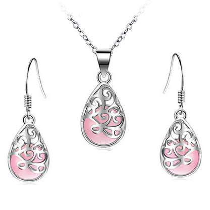 Emma Manor 14k White Gold Plated Created Moonstone Life Tree Jewelry Set