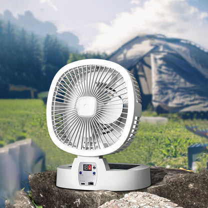 Solar Power Portable Fan Outdoor Fan with LED Lights