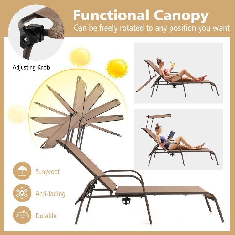 Patio Heavy-Duty 5-Level Adjustable Chaise Lounge Chair