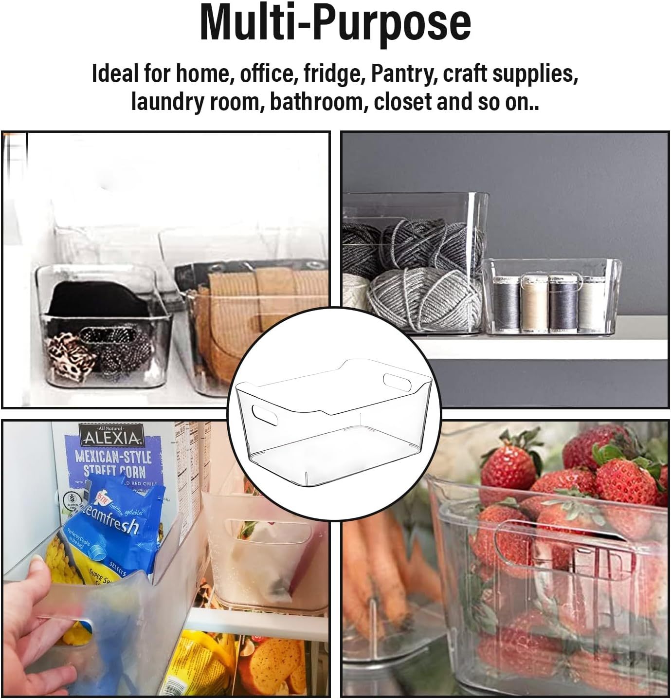 Clear Space Plastic Bins 3 Piece Set-1 Large, 1 Medium, 1 Small-Perfect Kitchen Organization or Pantry Storage – Fridge Organizer, Cabinet Organizers, Storage Bins,, Pantry Organizer, Clear Storage Containers