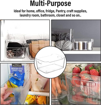 Clear Space Plastic Bins 3 Piece Set-1 Large, 1 Medium, 1 Small-Perfect Kitchen Organization or Pantry Storage – Fridge Organizer, Cabinet Organizers, Storage Bins,, Pantry Organizer, Clear Storage Containers