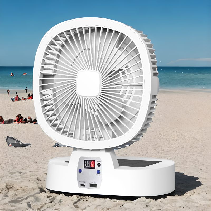 Solar Power Portable Fan Outdoor Fan with LED Lights