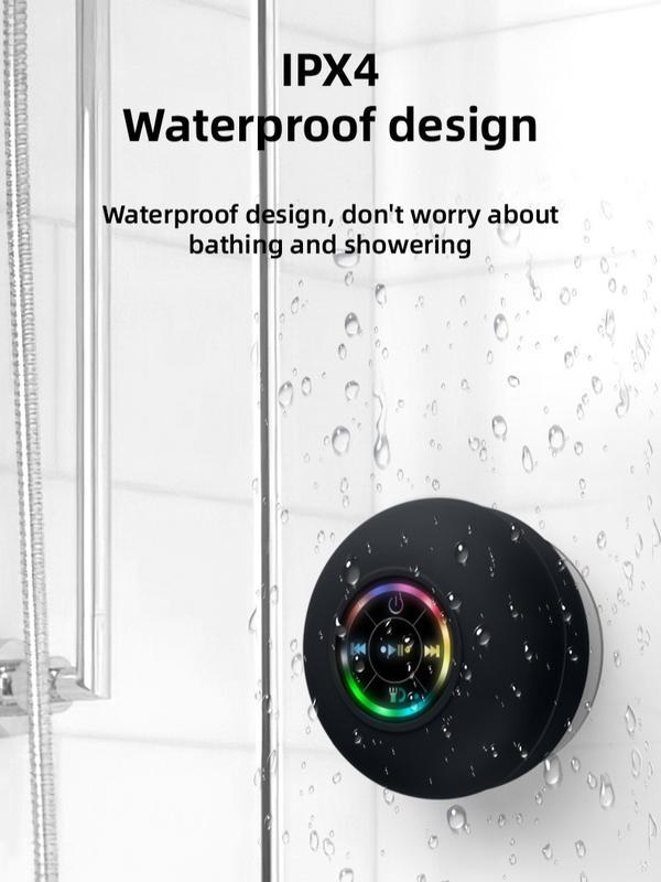 Waterproof Bluetooth Wireless Speaker, Electronics Gifts for Girls Boys Men Women Kids, 5W Mini Portable Speaker with Suction Cup and Mic for Bathroom