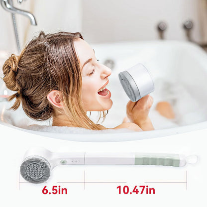 Electric Body Brush, Rechargeable Silicone Scrubber, IPX7 Waterproof Back Brush with Long Handle, and 3 Spin Brush Heads Suitable for Both Men and Women